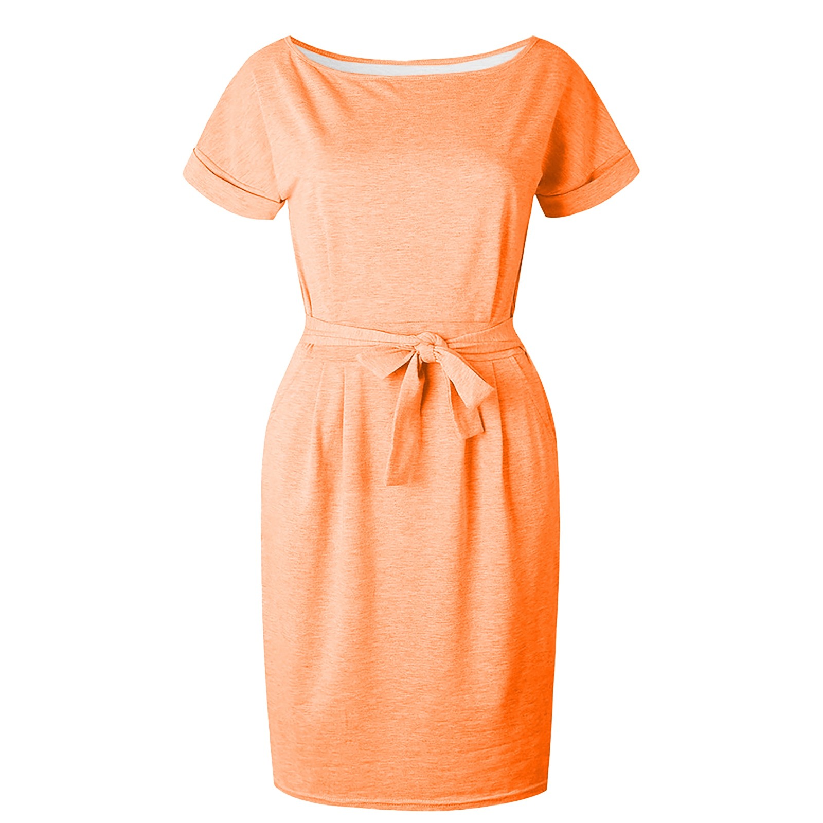 thumbnail image 5 of Vestido de verano para mujer con cinturón: manga corta, informal/para salir, fácil de cuidar, versátil para diversas ocasiones., 5 of 6